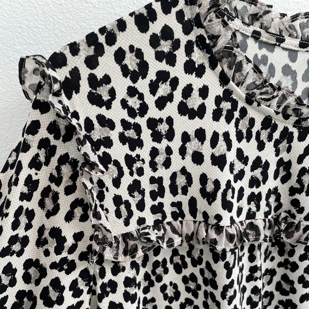 Karl Lagerfeld Paris animal print ruffle top - Picture 4 of 10